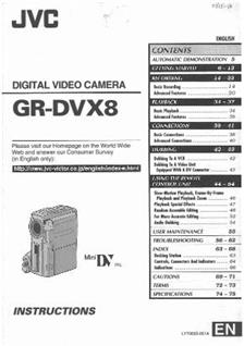 JVC GR DVX 8 manual. Camera Instructions.